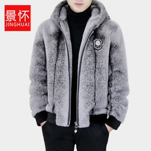[Factory Outlet] Middle-aged Men's Imitation Gold Mink Fleece Short Hooded Winter Coat Thickened Gold Mink Fleece Fur Coat