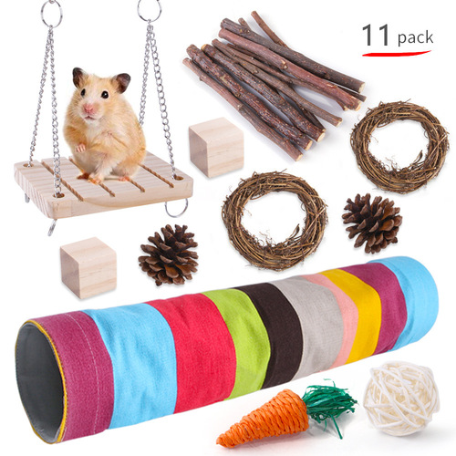 Cross-border New Hamster Toy Set Pet Rabbit Guinea Pig Grass Ball Teething Supplies Hamster Tunnel Set