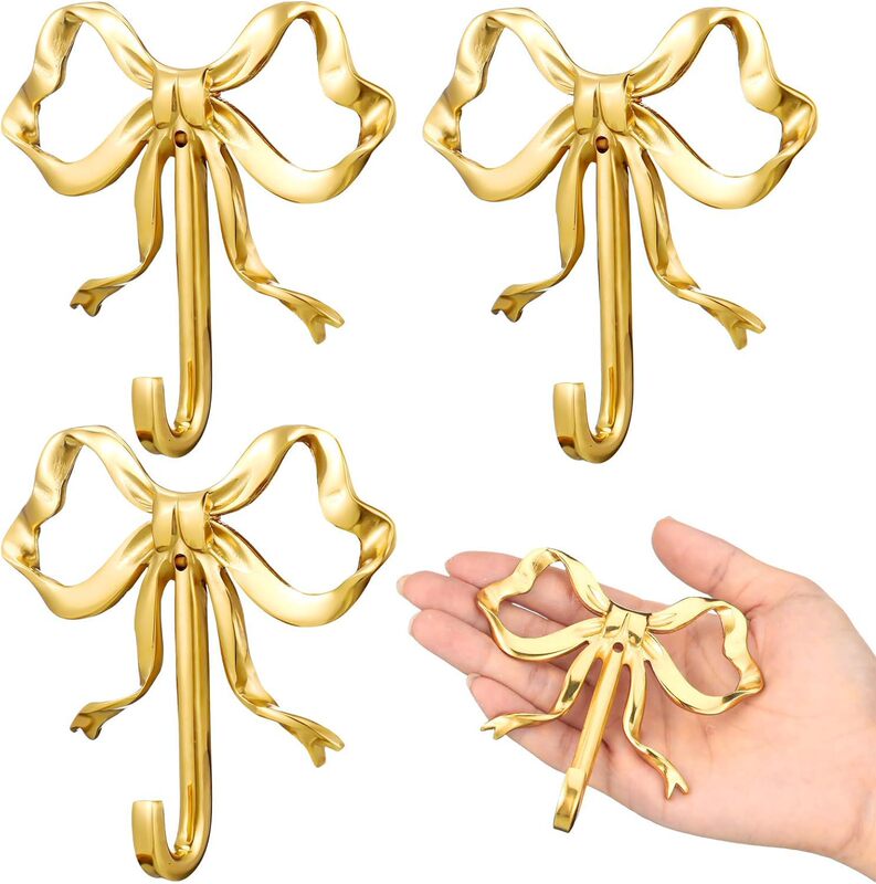 Metal Bow Hook, Creative Design, Light Luxury Style, for Hanging Keys and Bags, Home Wall Decoration