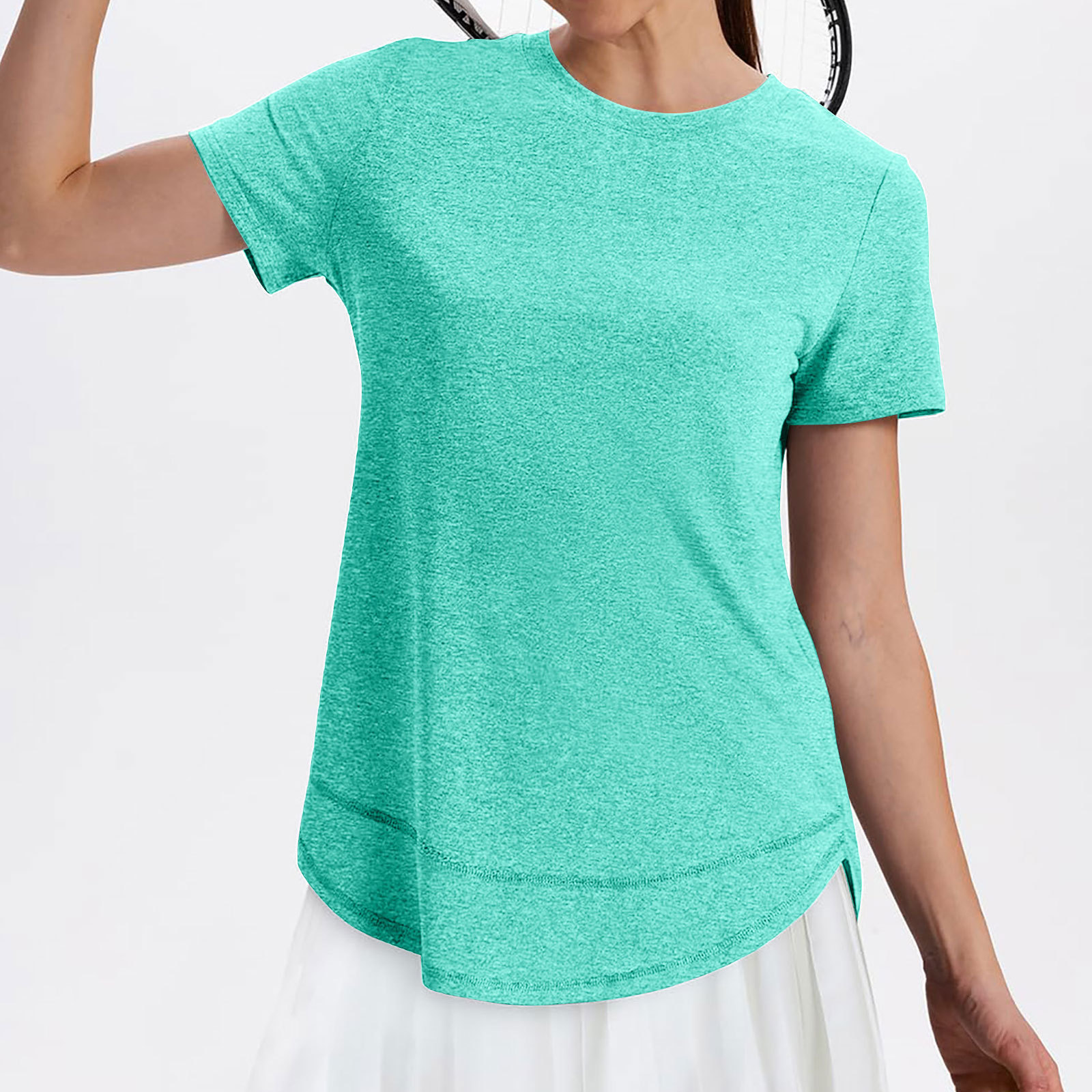 European And American Cross-border Summer New Women's Casual Loose Fashion Short-sleeve Solid Color Round-neck Pullover_ecoleips.com