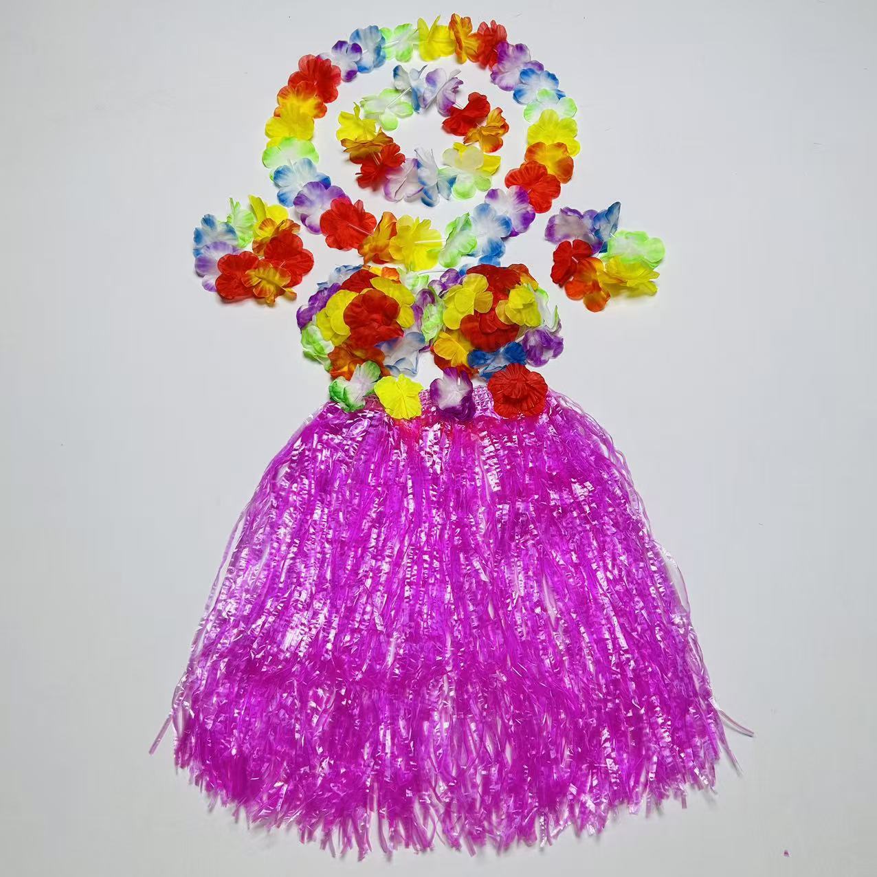 24 pares de flores transfronterizas flores 12 pares de flores 6 pares de falda hawaiana set de baile del día de los niños vestido de fiesta