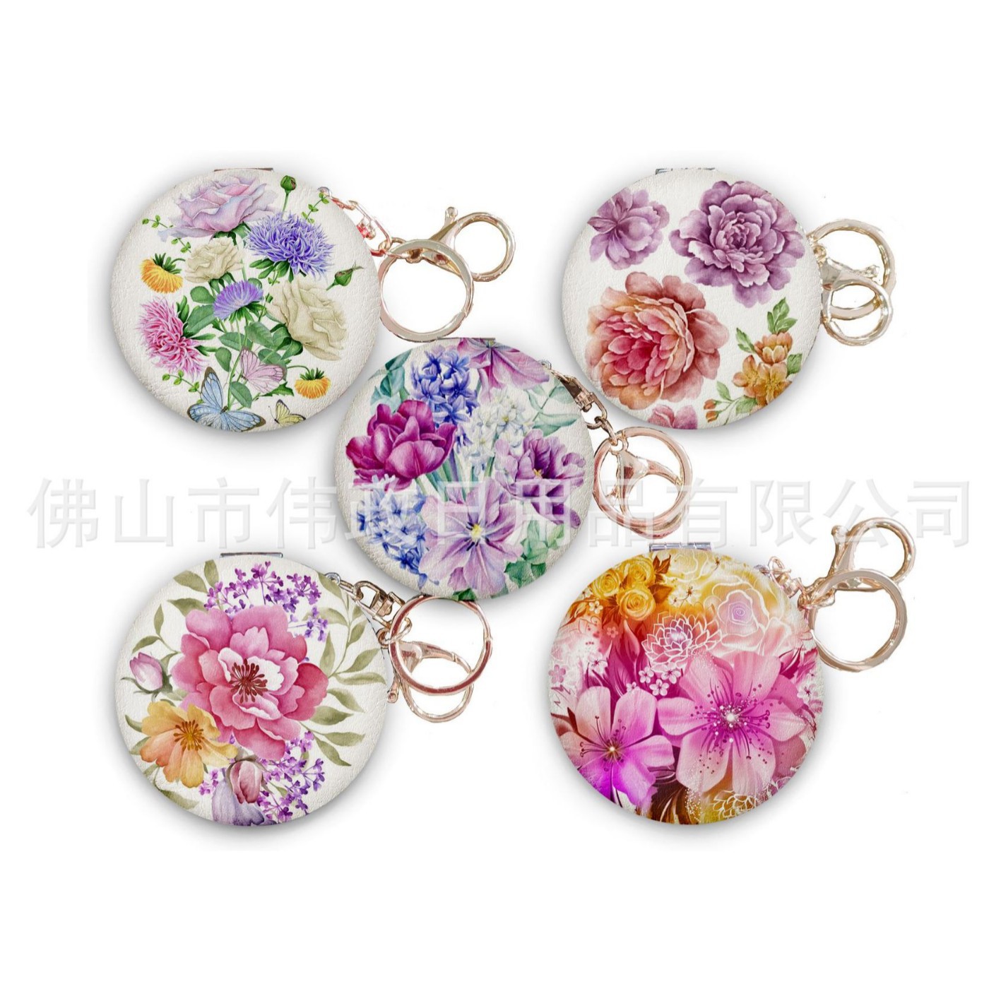 源头工厂 鲜花系列双面折叠挂包包化妆镜 随身小巧手持小镜子