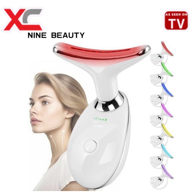 Popular Foreign Trade Product: Neck Beauty Device, Vibrating Massage Neck Wrinkle Device, Small Iron for Lifting the Neck and Face, Light Therapy Beauty Device
