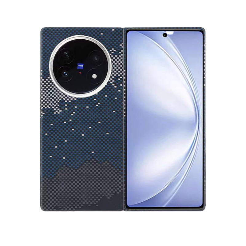 新しい vivo xfold5 ケブラー携帯電話ケース Xfold5 中央軸携帯電話ハードシェルアラミドカーボンファイバーに適しています|undefined