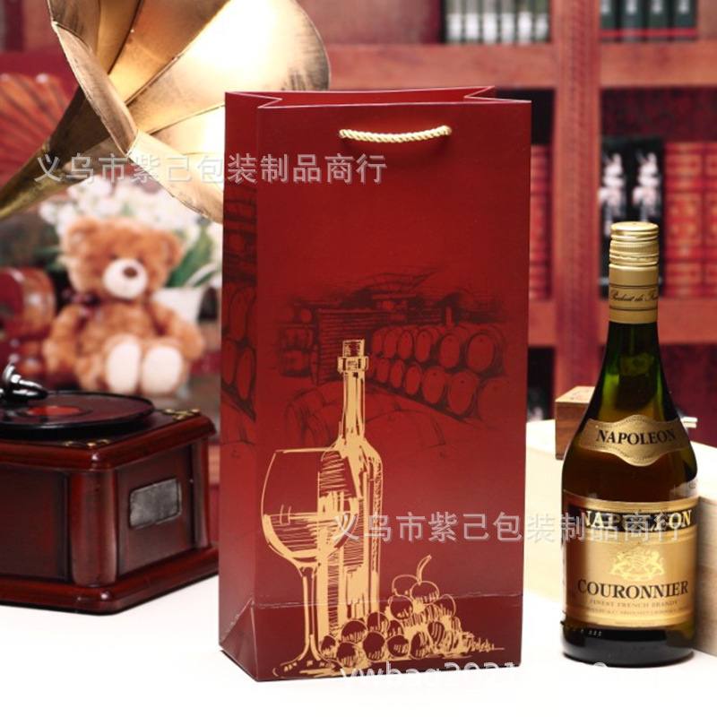 单双支纸酒子 红色酒窖手提葡萄酒礼品袋包装袋 加厚纸袋现货批发