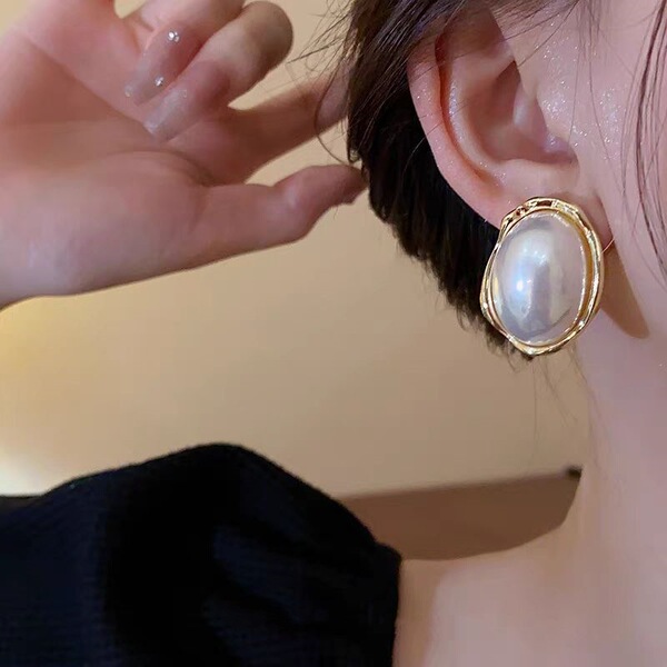 retro geometric fashionable elegant earrings pearl