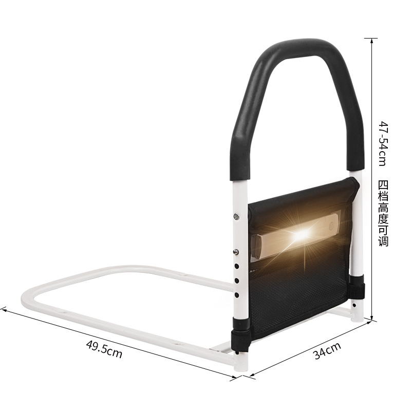 Anti-Fall Bed Guardrail for Disabled People, Elderly and Pregnant Women, Get-Up Aid with Leg and Foot Lamp, Removable Adjustable Bedside Armrest