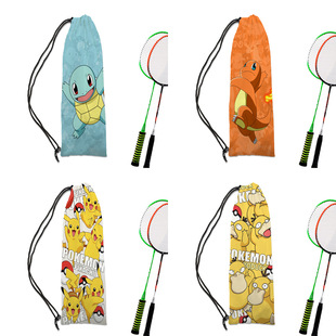 New Pokémon Series Anime Badminton Racket Bag Drawstring Sports Shoulder Portable Cute Badminton Bag
