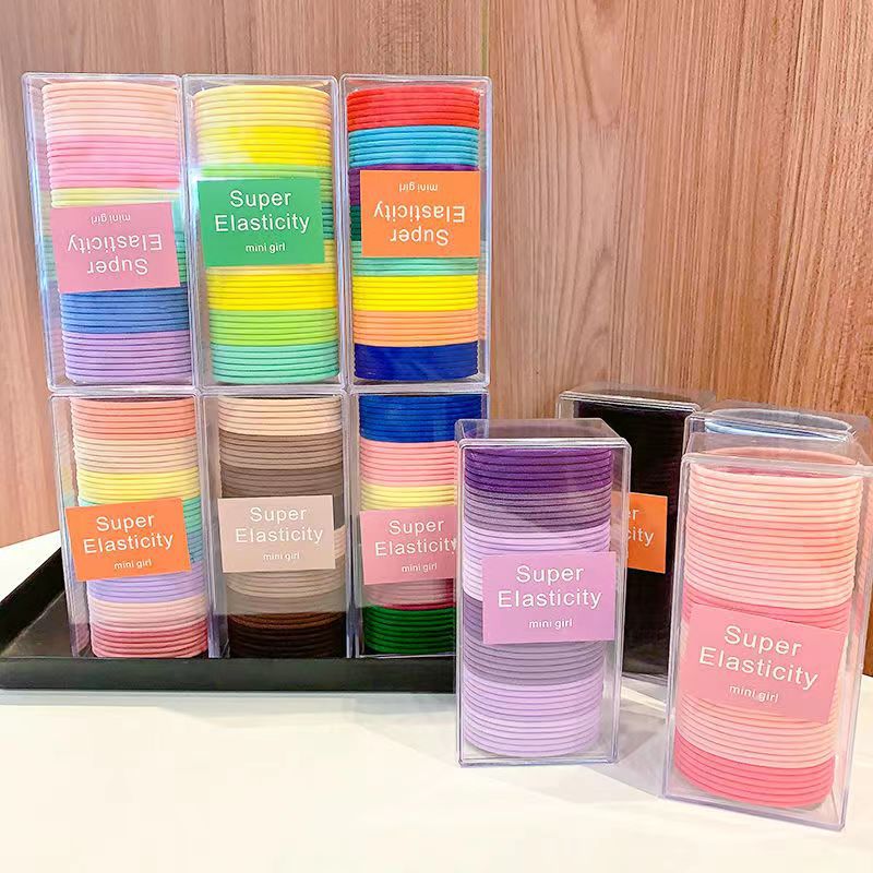 Nueva banda de goma para niños diadema de color caramelo banda de goma de alta elasticidad las niñas no lastiman la cuerda del pelo banda de pelo TikTok transfronteriza