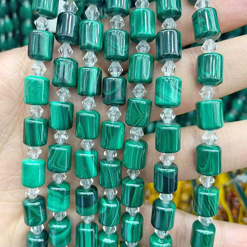 纯天然精品天然孔雀石管珠算盘珠旦形散珠半成品手工DIY手链饰品|undefined