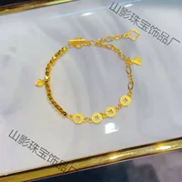 2025 Flash 24k желто-золотой браслет, разбитый серебром, несколько двух прыжков, бусин, монеты, золотой браслет, женский модный дикий высокий