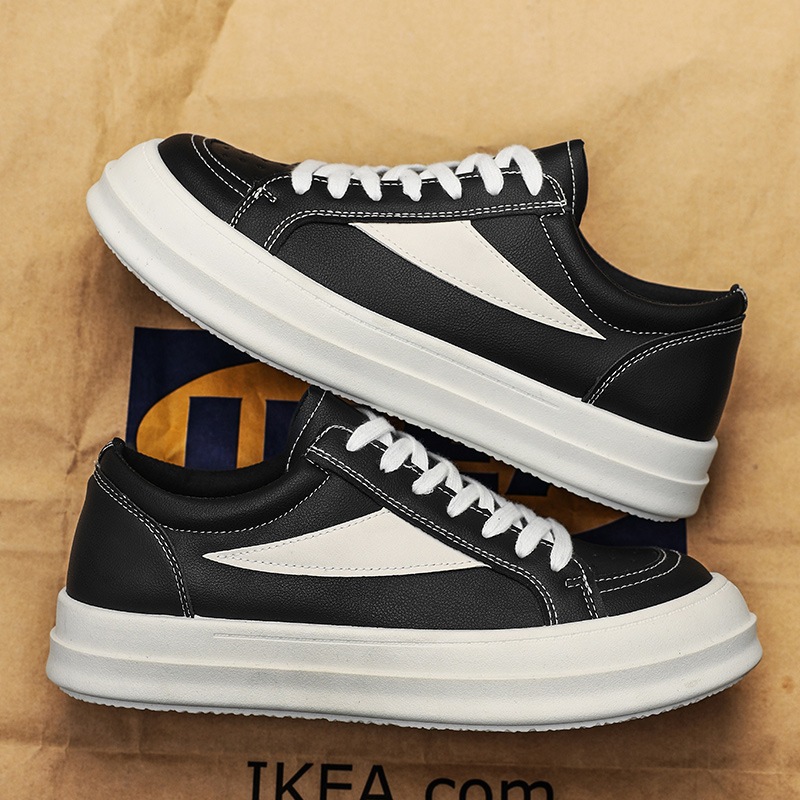 Zapatos de hombre primavera zapatos de skate casuales para hombres cabeza alta callejera estilo de calzado zapatos de derby de fondo grueso estudiantes zapatos de moda negro 2025 nuevo