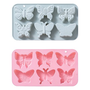 In stock 6-piece different butterfly-shaped silicone mold diy three-dimensional decoration baking epoxy mold cake baking tray