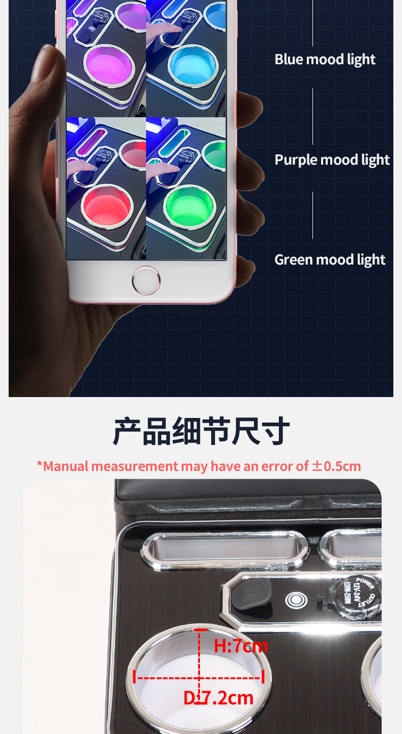 Car Rear Storage Box, Universal Truck Armrest Box, Storage Box, Cup Holder, Armrest Cushion, Interior Modification