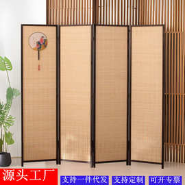 简易竹子实木屏风折叠推拉房间隔断墙移动客厅进门简约卧室遮挡帘
