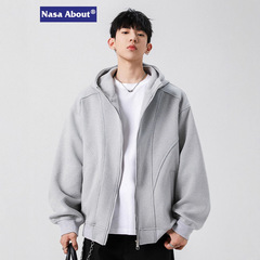NASA美式解构重磅开衫卫衣男士春秋2025新款潮流宽松休闲连帽外套