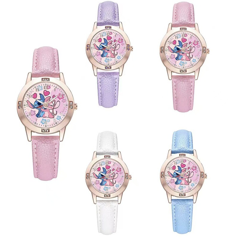 New Stitch Leather Strap Cute Couple Children's Watch with Diamond-Encrusted Quartz Watch in Stock New Stitch Leather Strap Cute Couple Children's Watch with Diamond-Encrusted Quartz Watch in Stock