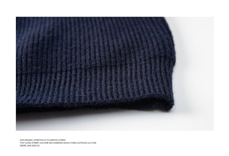 Men's Oversized Striped Knit Cardigan Grey Black Navy Wool Blend_voghion.com