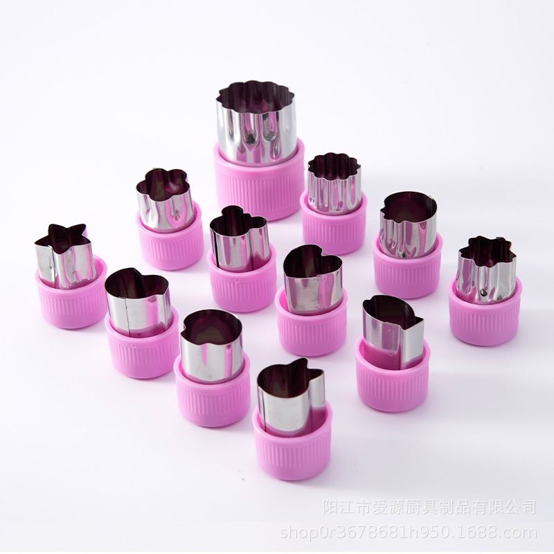 Molde de la galleta molde de impresión de acero inoxidable conjunto de 12 piezas molde de corte de frutas y verduras molde de superficie de mariposa