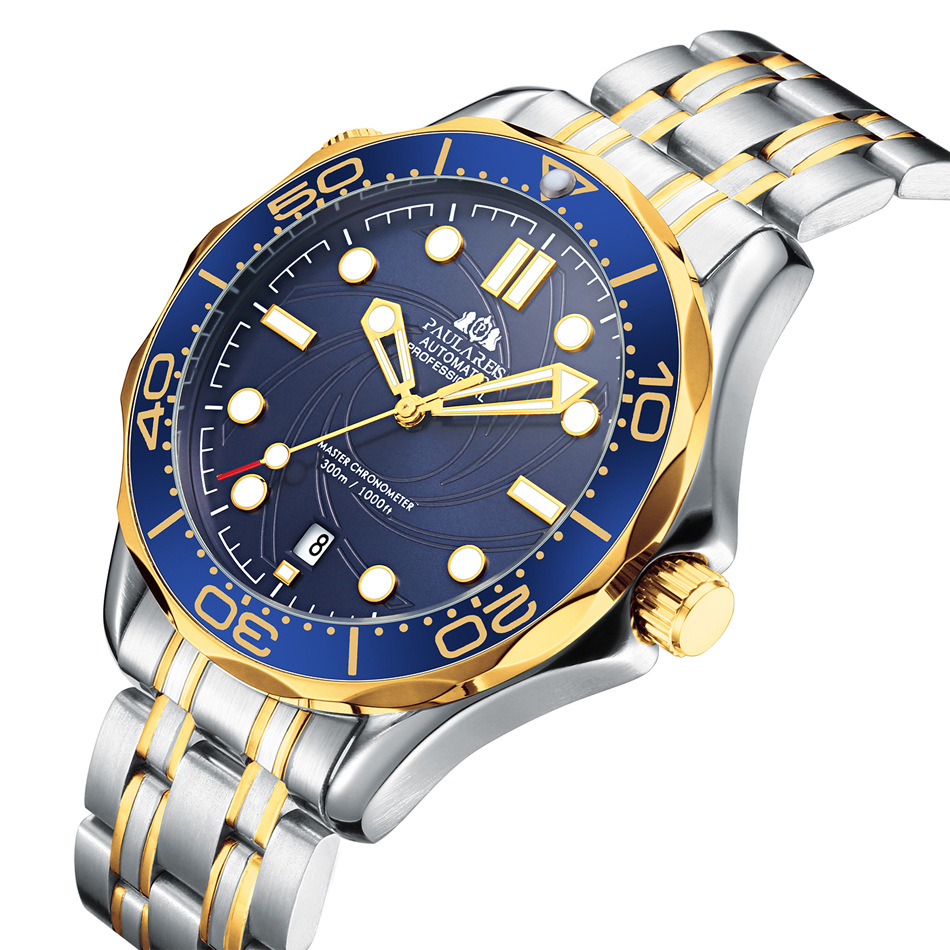 Men's Automatic Watch Gold Steel Mechanical Luminous Men's Watch_voghion.com