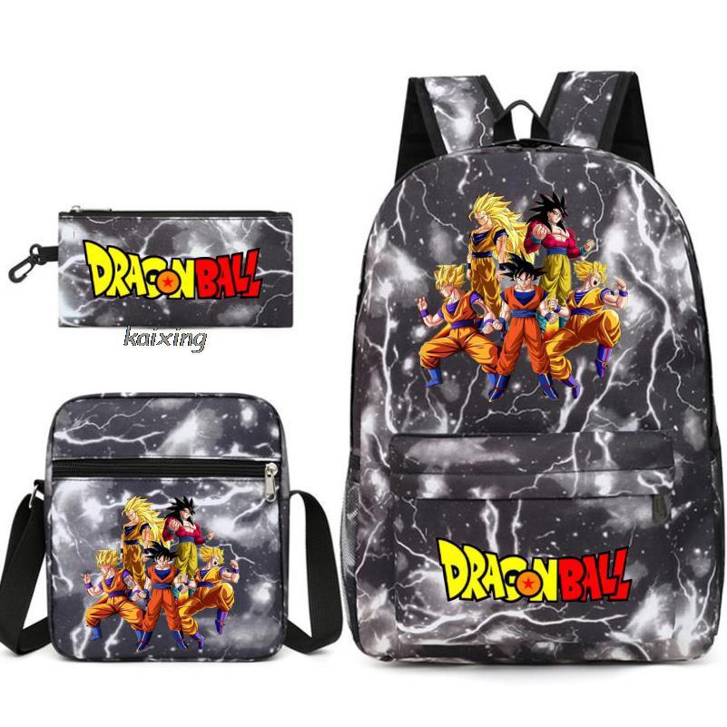 Juventud Dragon Ball mochila estudiante bolsa de hombro bolsa de viaje conjunto de 3 piezas