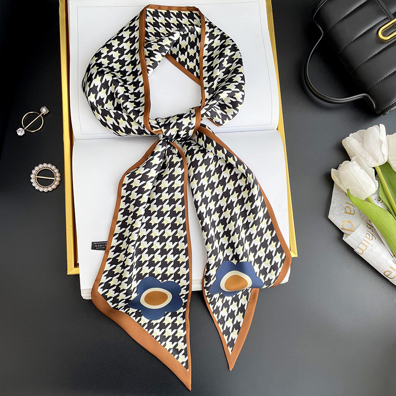 Bufanda larga pequeña para mujer primavera y verano nuevo impreso moda todo partido corbata de pelo bolsa bufanda decorativa cinta banda de pelo