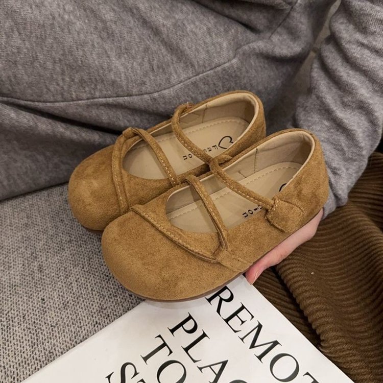 Girls Retro Princess Shoes 2025 Spring New Korean Style Distinctive Strap Children's Shoes Fashion Suede Dance Shoes