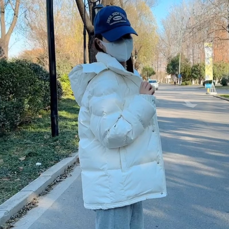 Piumino corto da uomo e da donna, stile invernale, con cappuccio spesso, stile da coppia, vestibilità ampia per figure minute_voghion.com