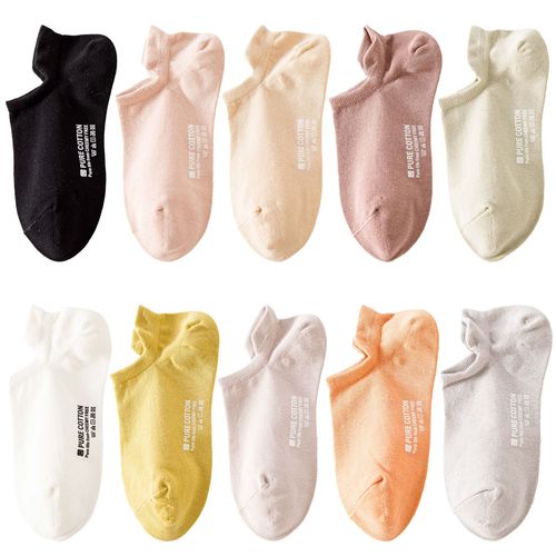 Socks Women's Socks Spring and Summer 100% Cotton Deodorant Black and White Cotton Socks Tear-Up Thin Women's Socks