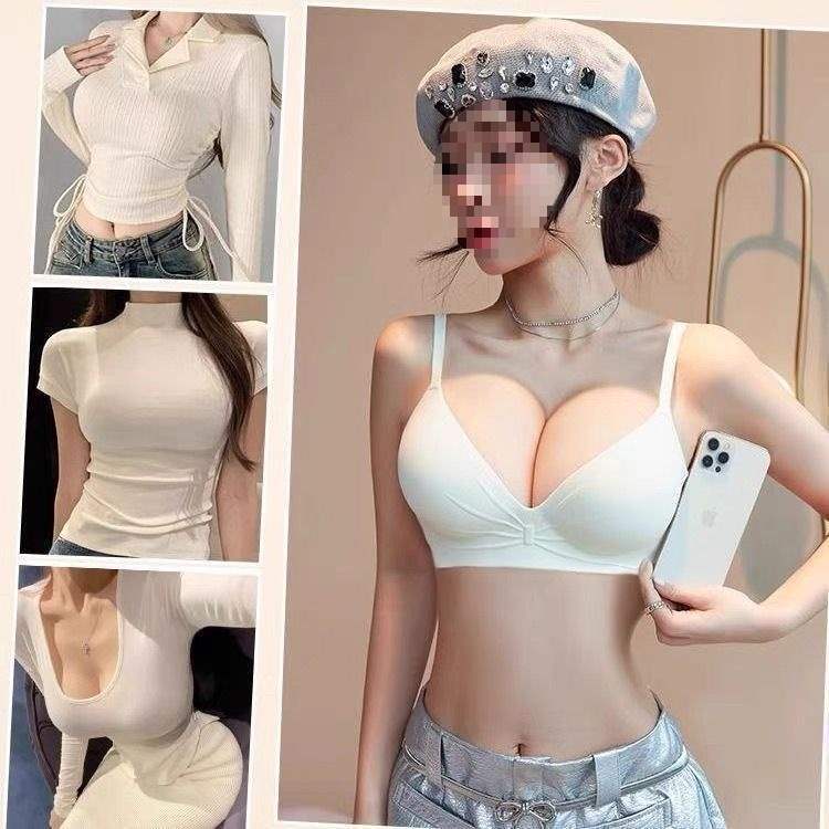 12CM一体无痕内衣女小胸聚拢显大防下垂加厚漫画胸无钢圈文胸罩|undefined