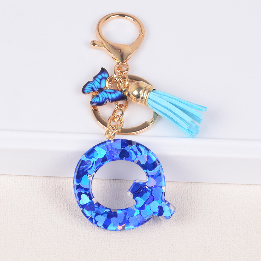 Cross-border Hot Sale 26 letras inglesas llavero de resina de goteo de goma esquinilla llavero de letras de amor personalizado