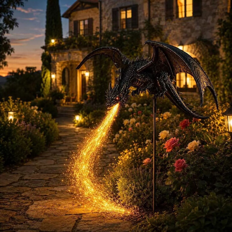 Cross-border new product: Solar Dragon Fire Garden Light, an outdoor solar-powered dragon fire garden light