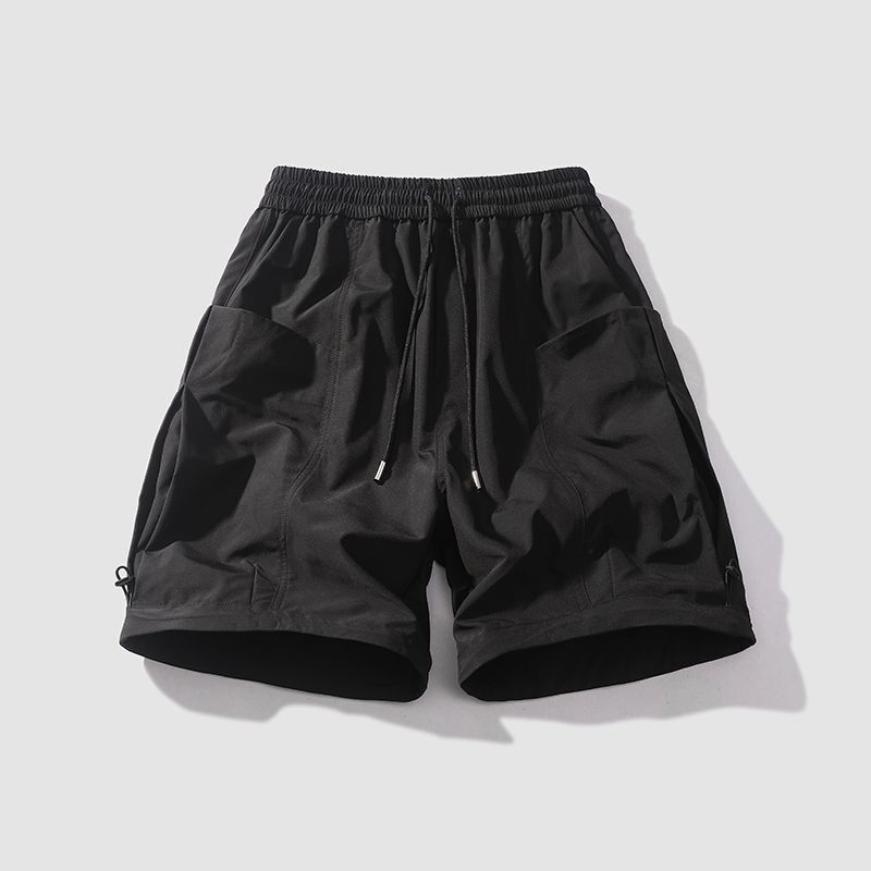 American-Style Bombshell Pleated Work Shorts for Men, Summer Outdoor Sports Casual Pants, High Street Straight-Leg Knee-Length Shorts