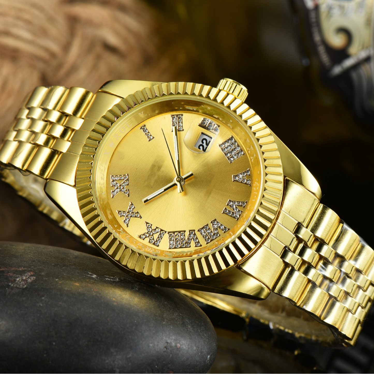 Classic Luxury Labor Brand Watch Log New Roman Face Men's Fashion Quartz Stainless Steel Waterproof Watch Wholesale