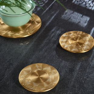 Tea Mat Brass Coaster Chinese Style Tea Coaster Retro Zen Home Tea Coaster Combination Creative Tea Accessories