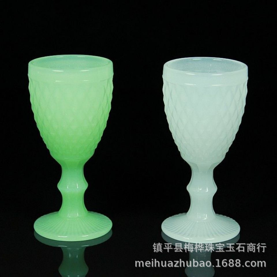 古法琉璃玉酒杯高脚杯敞口家用酒杯葡萄酒杯古典红酒杯家用玉酒杯
