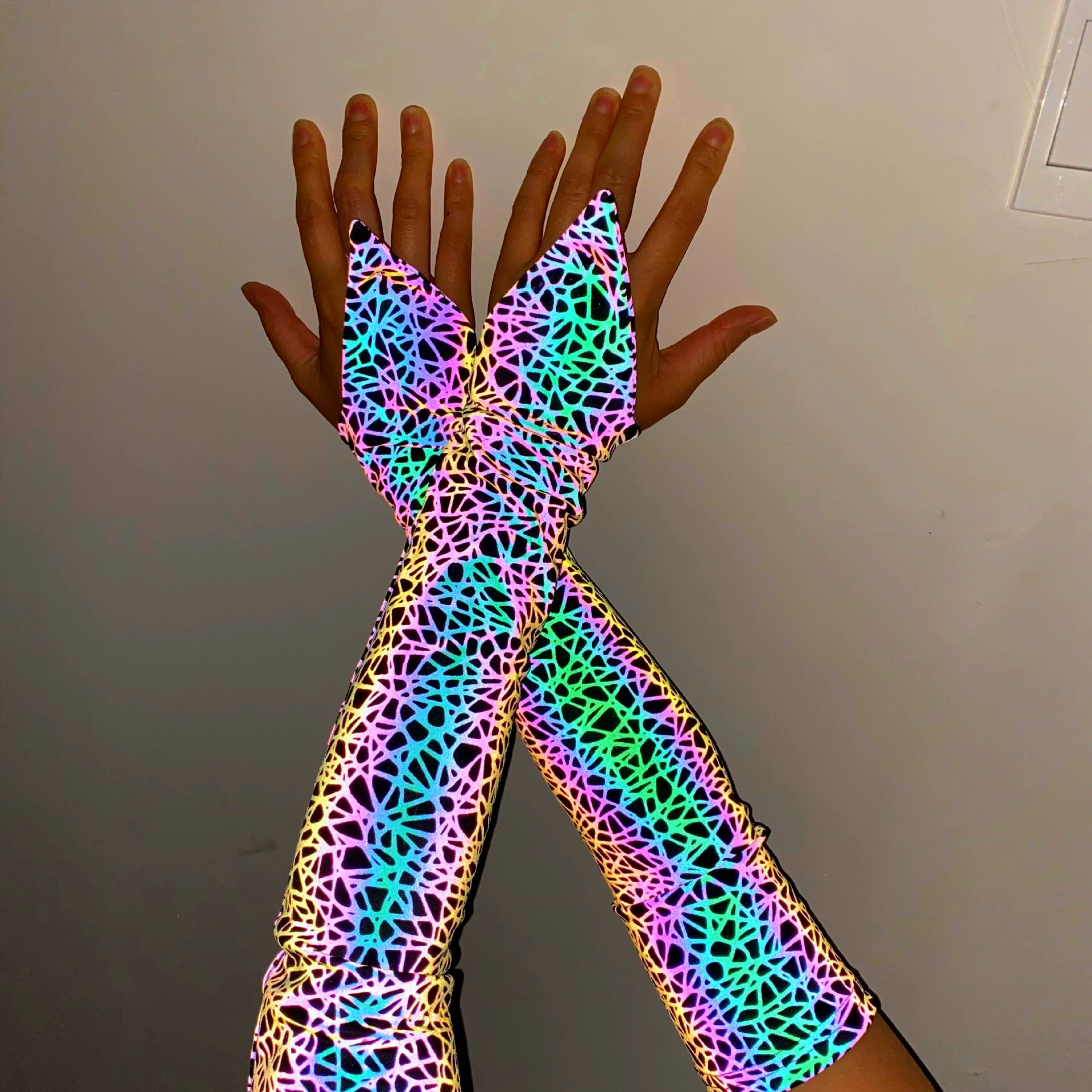 Новый солнцезащитный крем для верховой езды на открытом воздухе, Красочные Светоотражающие рукава, женские модные вязаные дышащие светящиеся защитные рукава для рук