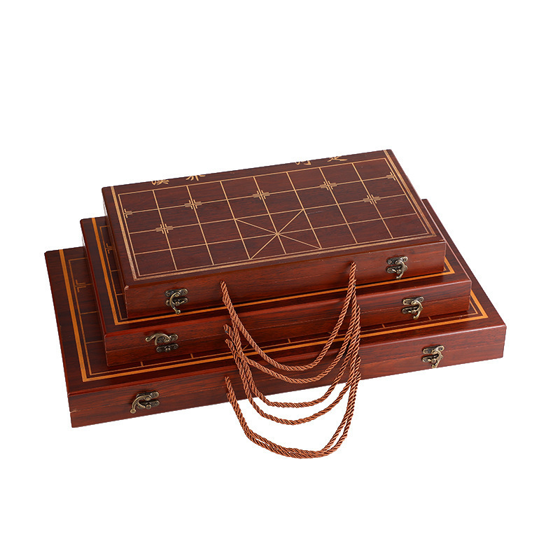 Chinese chess wooden chess box storage Chess box dual-use portable portable box retro simple chess box