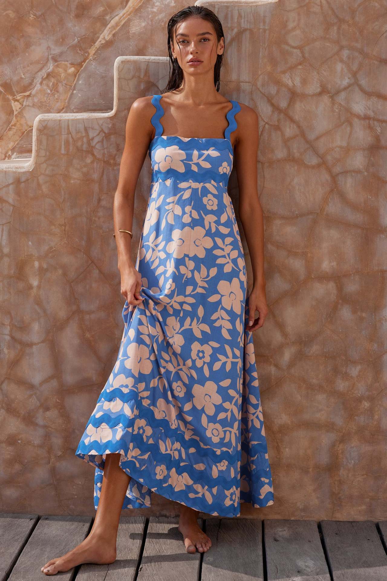 371g Weight Maxi Long Dress Dress Length Type Sleeveless Sleeve Length Regular Dress Dresses Type Polyester Fabric Type High Waist Waist Line Holiday, Travel Occasion Square Neck Neckline Regular Fit Fit Type Flower Pattern Summer, Spring Season Women's Gender Printing Design Vintage Style, Bohemian Style Wholesale Women's Vintage Style Bohemian Printing Flower Holiday Travel Square Neck Sleeveless Regular Dress 8