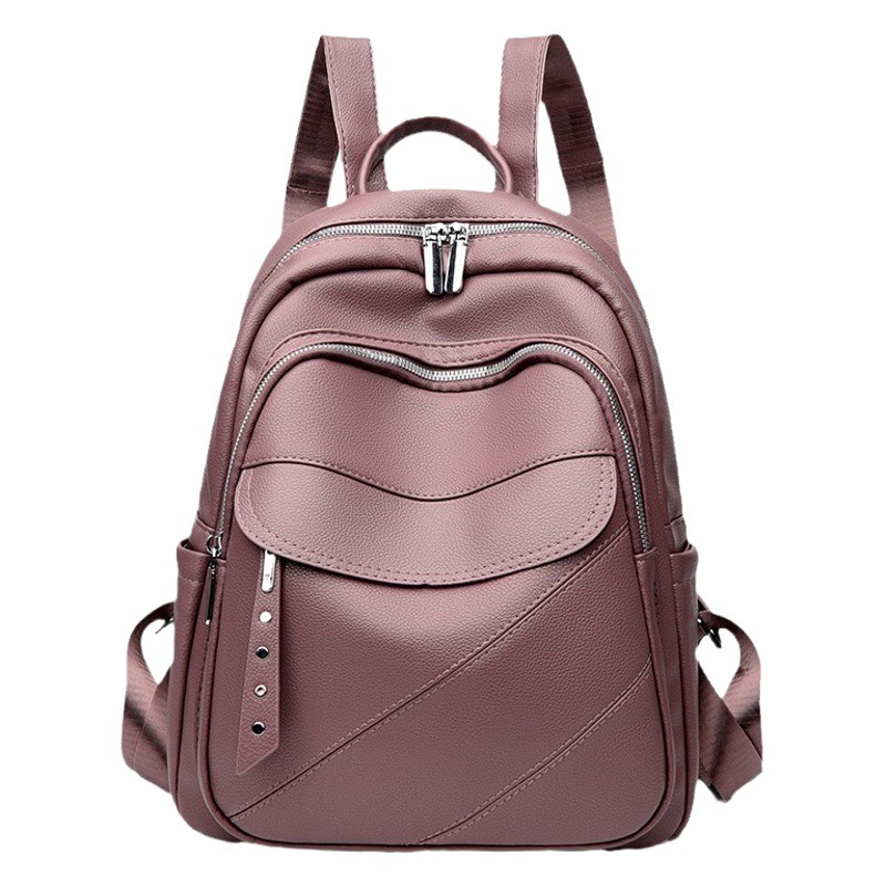 Cross-Border Backpack for Girls, Korean Version 2025 New Fashion Soft Leather Travel Bag for Women, High-Quality Student Pu School Bag