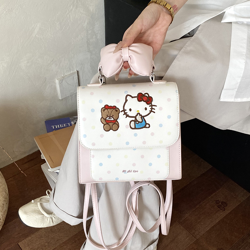 KOCDR 유치원 유아동 자수 고양이 리본 손잡이 백팩 여아 스쿨룩 캐주얼 가방