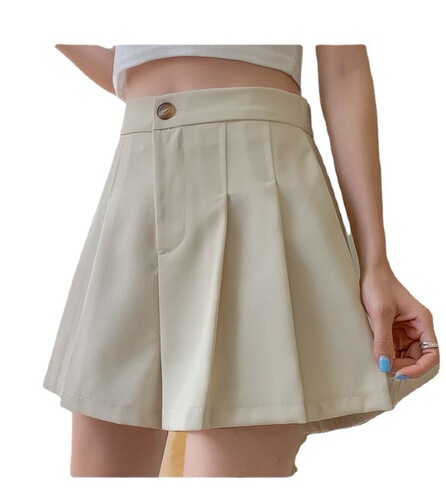Slimming High-Waisted Summer Casual Wide Leg Pants, Stylish Pleated Korean Version Women's Suit Shorts