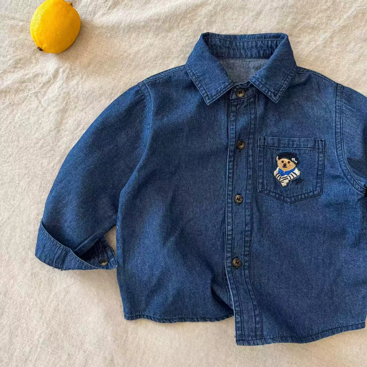 Детская джинсовая рубашка, осень 2023, новая детская одежда, повседневный топ с вышивкой в корейском стиле для мальчиков, модные и крутые топы для малышей