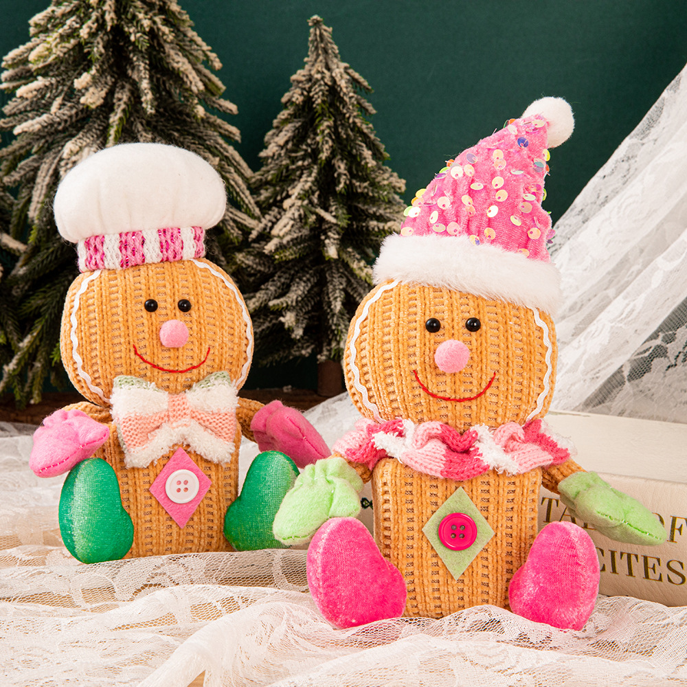 New Christmas luminous hat gingerbread man party decorations children's gifts cross-border doll decoration supplies