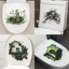 萬聖節恐怖驚悚破牆骷髏人浴室馬桶貼家居裝飾牆貼貼紙自粘批發