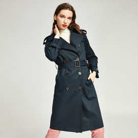2025年春秋新款中长双排扣女式风衣气质简约修身大衣外套 FYL0004