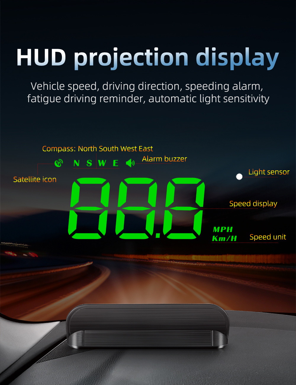 Cross-Border Hud Head-Up Display M1 Car Gps Speed Multi-Function Instrument Projector High-Definition Universal for Cars