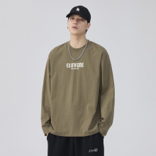 长袖男t恤春秋季2025新款美式上衣青少年休闲圆领打底衫衣服男款