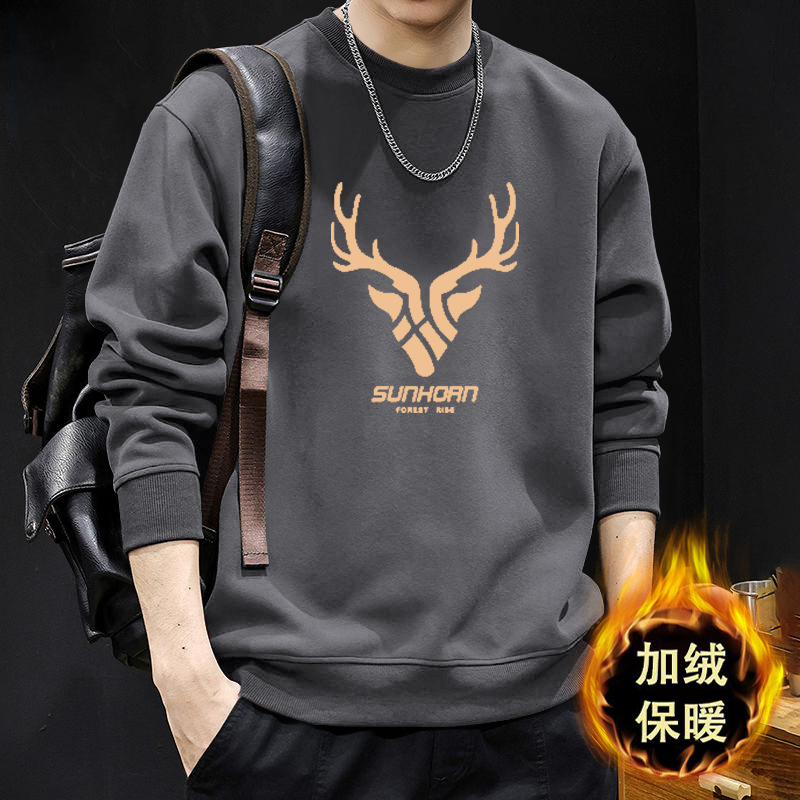 Nueva camiseta de cuello redondo para hombres otoño y invierno estilo de moda americana pareja camiseta de otoño chaqueta de moda para hombres