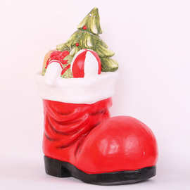 跨境新款LED灯发光摆件 大号花园客厅玄关圣诞鞋子树脂摆件BJ